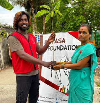 Volunteers planting saplings