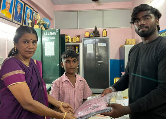 Distribution of study materials like bags and bottles